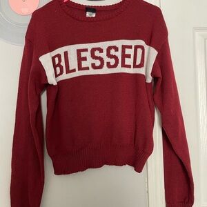 Modern Lux Red and White 'Blessed' Sweater